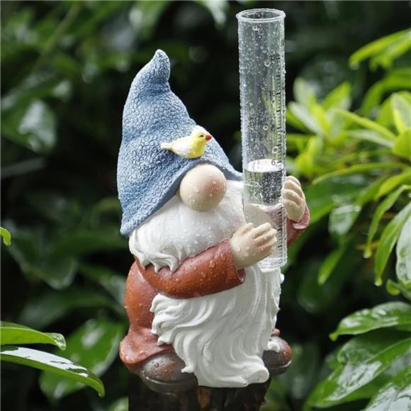 Accents Resin Gnome Rain Gauges Resin Gnome Garden Statue With A